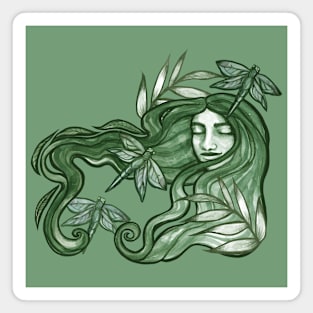 Dragonfly Goddess in Green Magnet